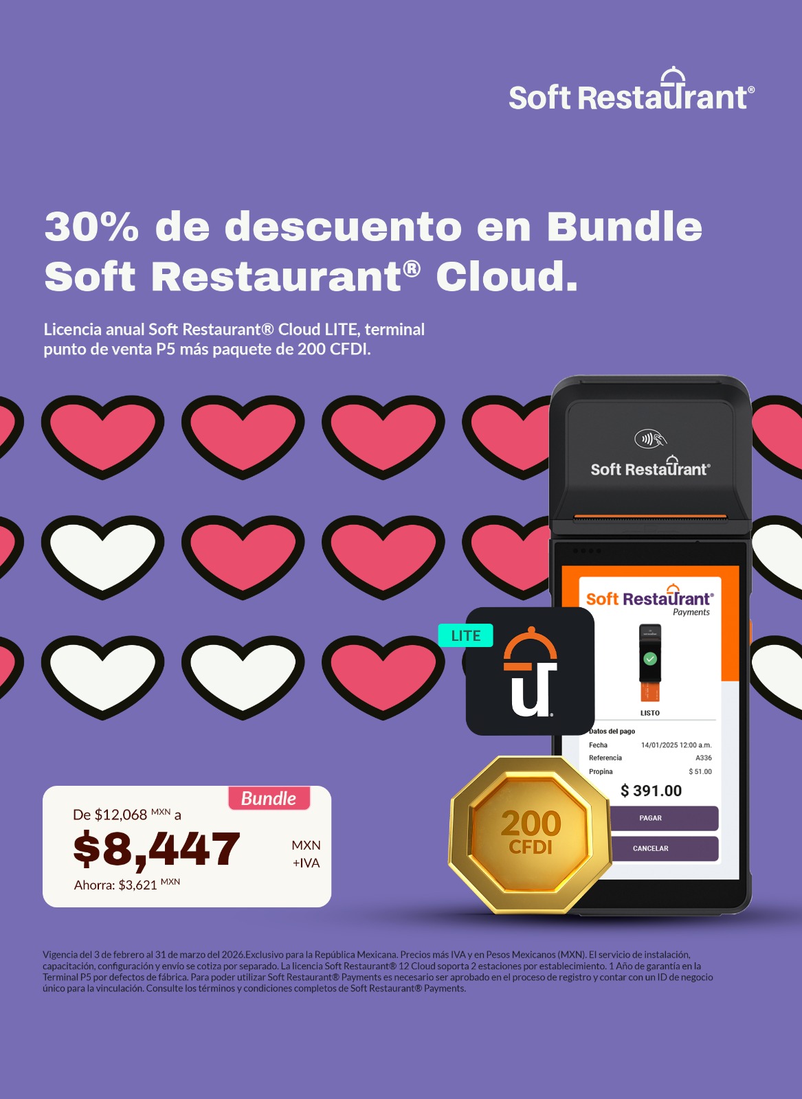 30% de descuento en Bundle Soft Restaurant® cloud.